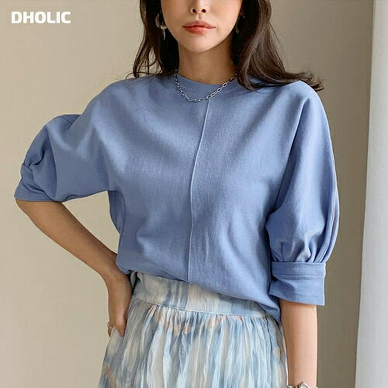 ラインディテールパフTシャツ・全4色・b61376 レディース【tops】【トップス Tシャツ パフスリーブ パフ パフ袖 袖コ