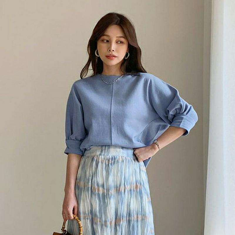 ラインディテールパフTシャツ・全4色・b61376 レディース【tops】【トップス Tシャツ パフスリーブ パフ パフ袖 袖コ