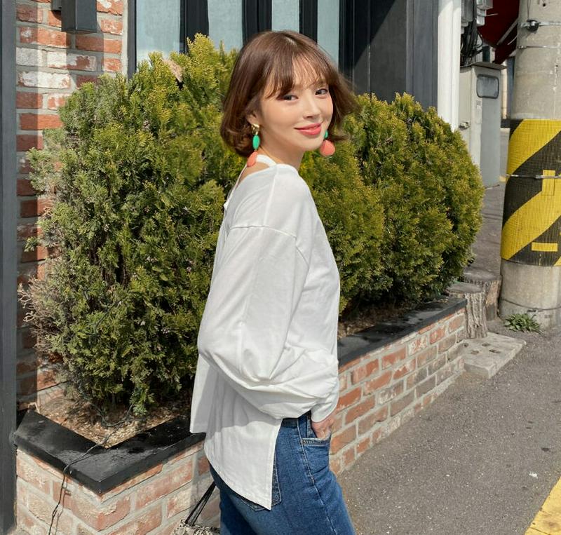 クロスネックスウェット・全4色・t55531 レディース 【tops】【トップス Tシャツ スウェット カットアウト スリット 