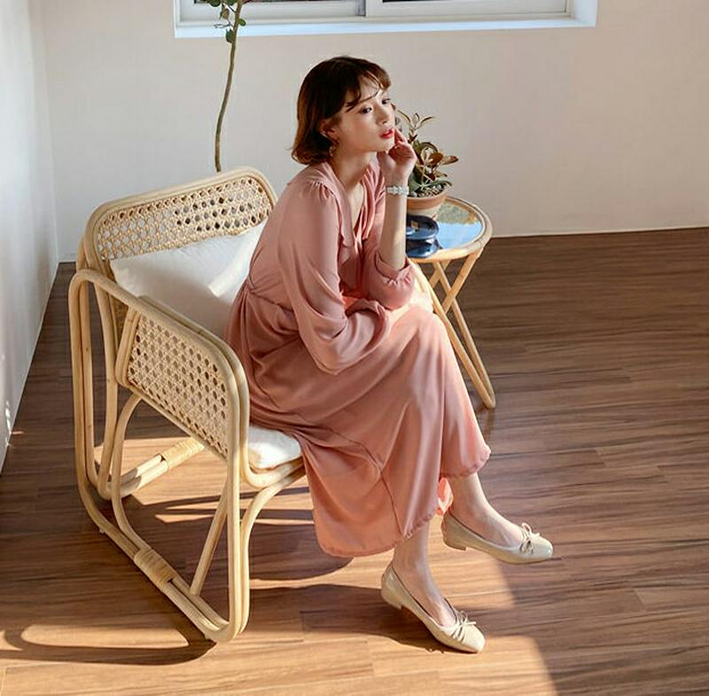 ラッフルリボンワンピース・全2色・t55541 レディース 【ops】【ワンピース ロング ロング丈 ラッフル フリル Vネック