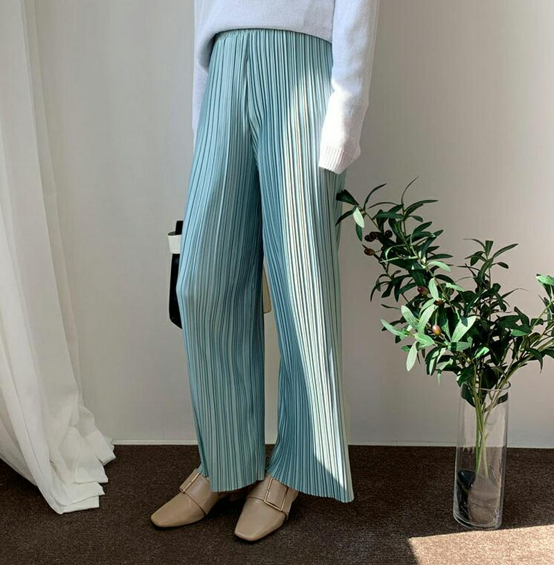 ウエストゴムプリーツパンツ・全3色・t55559 レディース 【pt】【パンツ ズボン ワイド ストレート プリーツ ロング ウ