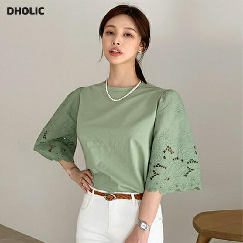 レーススリーブTシャツ・全3色・b61341 レディース【tops】【トップス Tシャツ レース 半袖 ハーフスリーブ 半端丈 