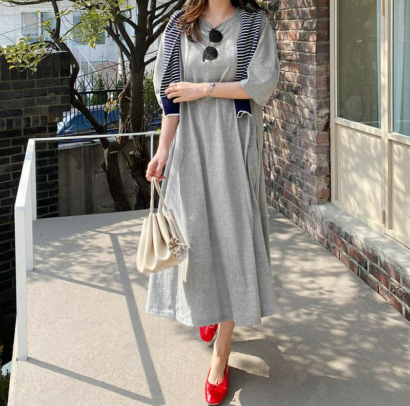 パフスリーブフレアワンピース・全4色・b61351 レディース【ops】【ワンピース ロング ロングワンピース ハーフスリーブ 