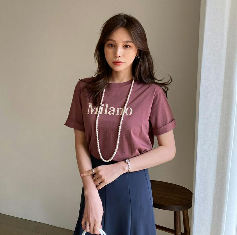 Milano半袖Tシャツ・全4色・t61340 レディース【tops】【トップス Tシャツ ロゴ ロゴT ミラノ 半袖 ハーフス