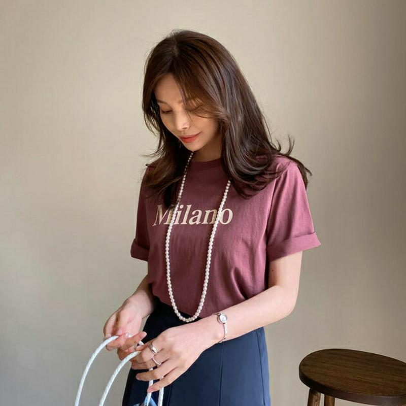 Milano半袖Tシャツ・全4色・t61340 レディース【tops】【トップス Tシャツ ロゴ ロゴT ミラノ 半袖 ハーフス