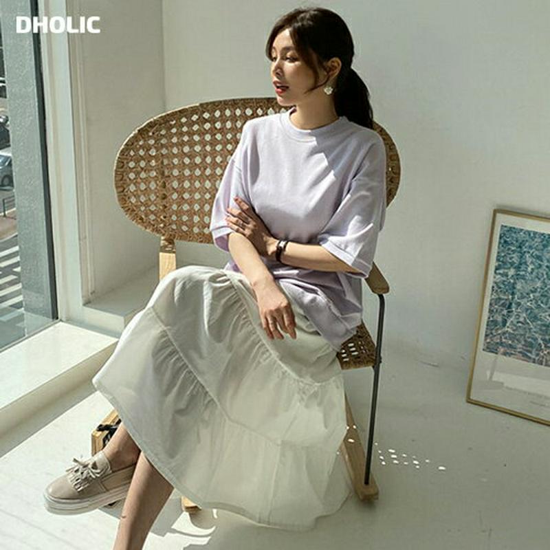 ティアードコントラストワンピース・全3色・b61315 レディース【ops】【ワンピース ロング ロングワンピース 半袖 ハーフ