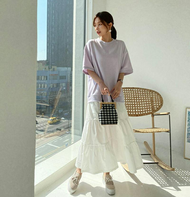 ティアードコントラストワンピース・全3色・b61315 レディース【ops】【ワンピース ロング ロングワンピース 半袖 ハーフ