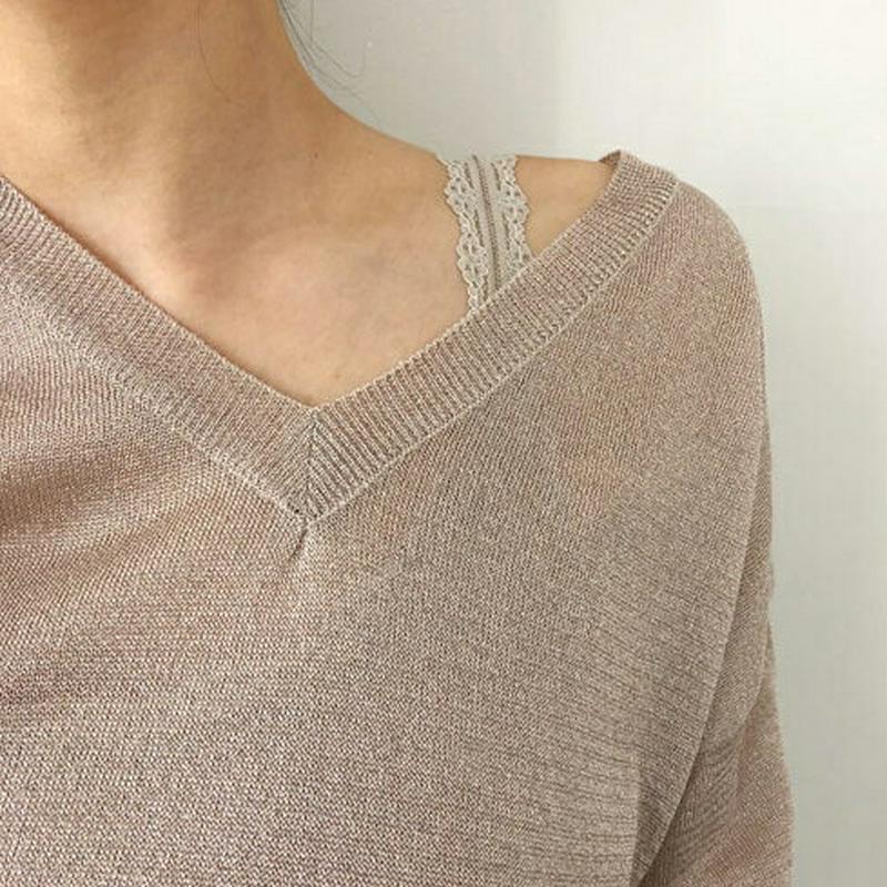 グリッターVネックニット・全4色・b61306 レディース【tops】【トップス ニット ニットトップス Vネック グリッター 