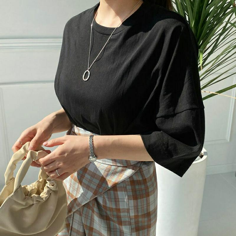 ルーズラウンドネックTシャツ・全4色・t61305 レディース【tops】【トップス Tシャツ 七分丈 七分袖 7分丈 7分袖 