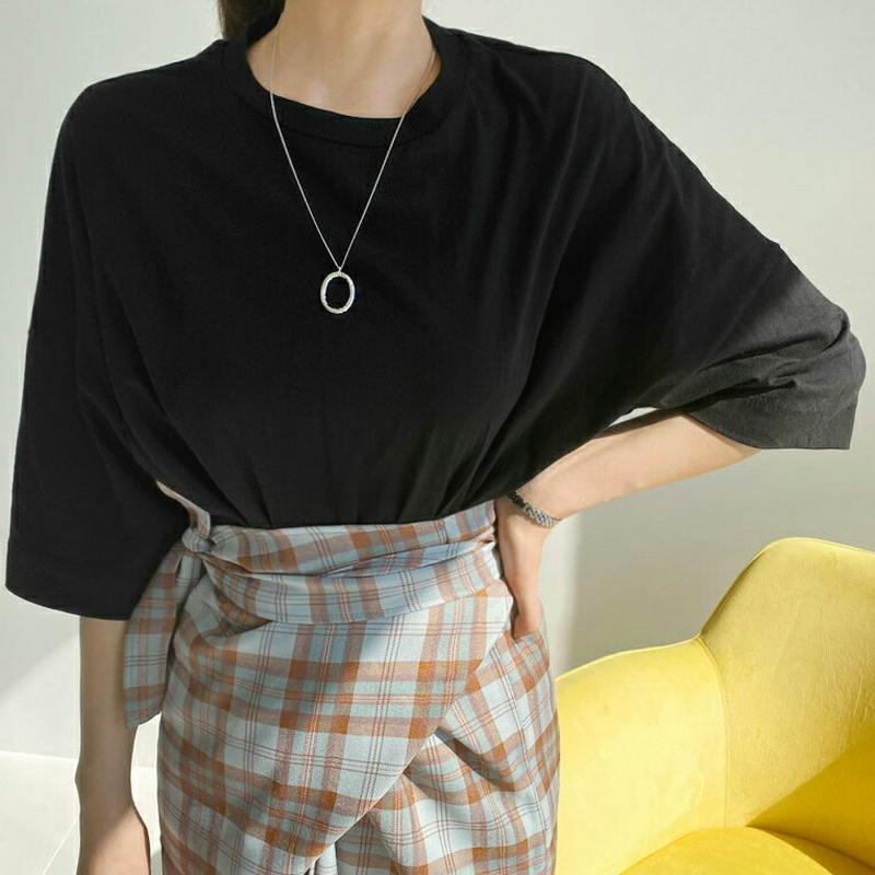 ルーズラウンドネックTシャツ・全4色・t61305 レディース【tops】【トップス Tシャツ 七分丈 七分袖 7分丈 7分袖 