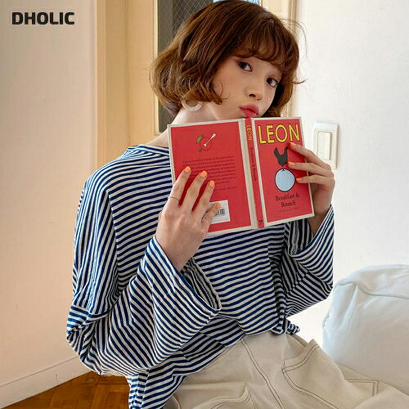 ボクシーボーダーTシャツ・全3色・b58299 レディース 【tops】【トップス Tシャツ 長袖 ボーダー ゆったり ラウンド