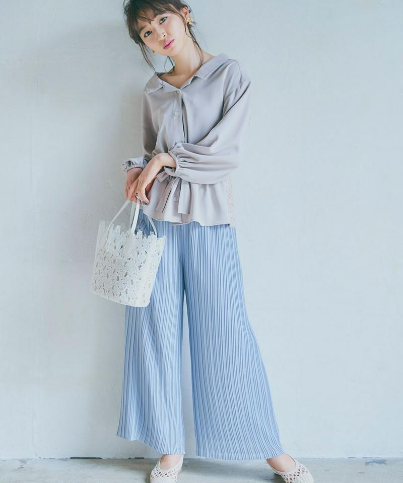 シフォンプリーツパンツ