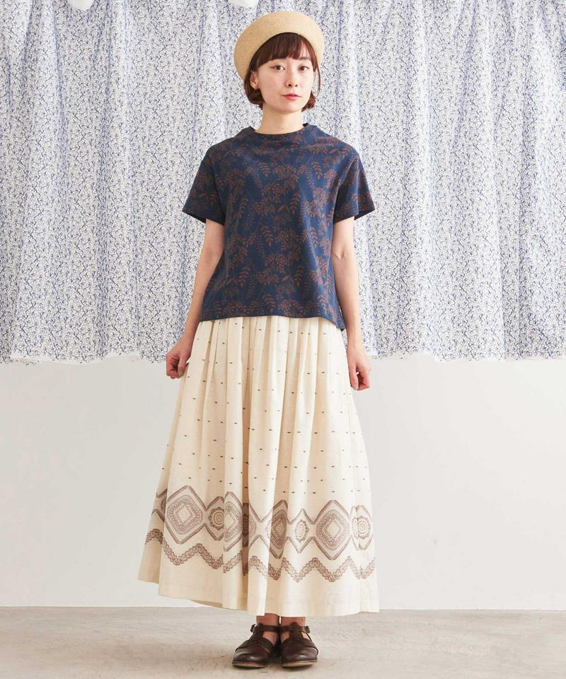 山の植物ジャガード　　半袖Ｔシャツ（Lene non finito）