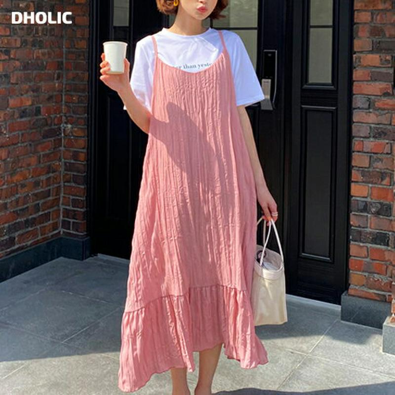 リンクルキャミワンピース・全2色・b55543 レディース 【ops】【ワンピース ロング丈 ロング キャミソール レイヤード 