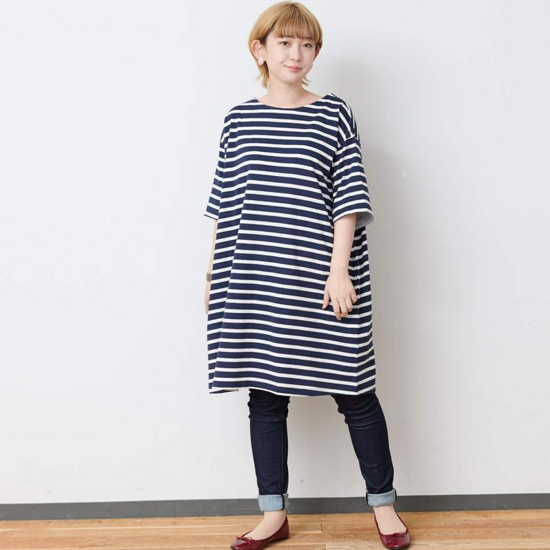 ゆったり着心地の良い５分袖チュニックＴシャツ