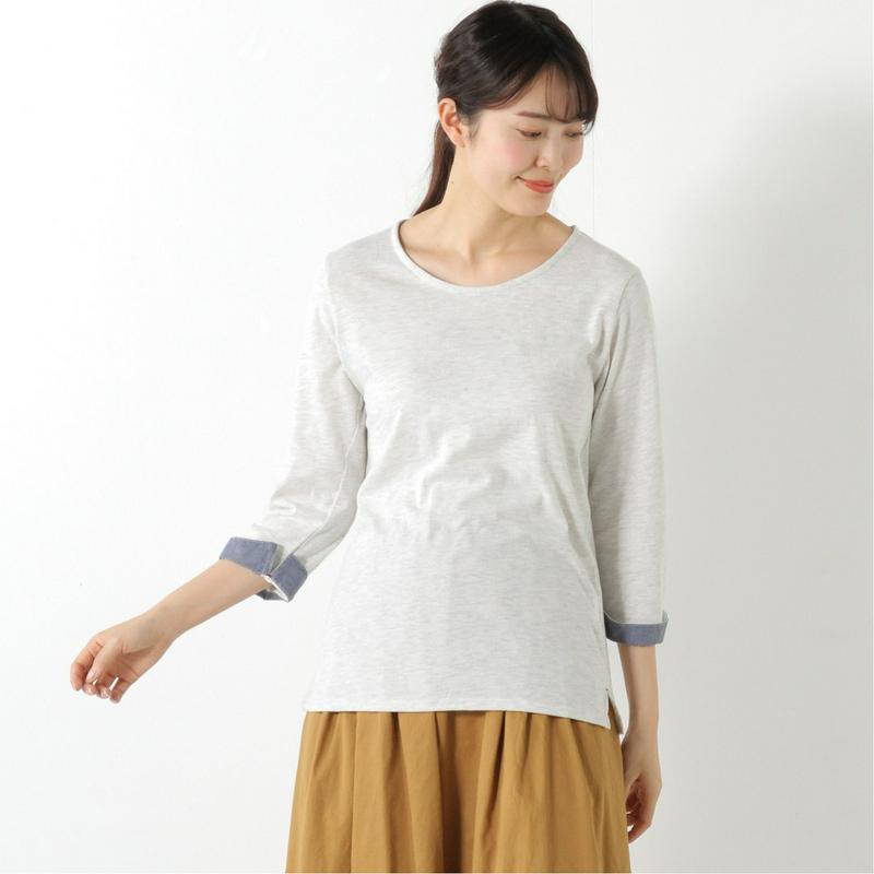 袖カフス使い６分袖Ｔシャツ【無地・ボーダー】【Ｍ～３Ｌ】