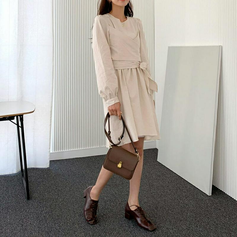 ラップミニワンピース・全3色・t55112 レディース 【ops】【ワンピース ミニ丈 ショート ミニ ラウンドネック ラップ 