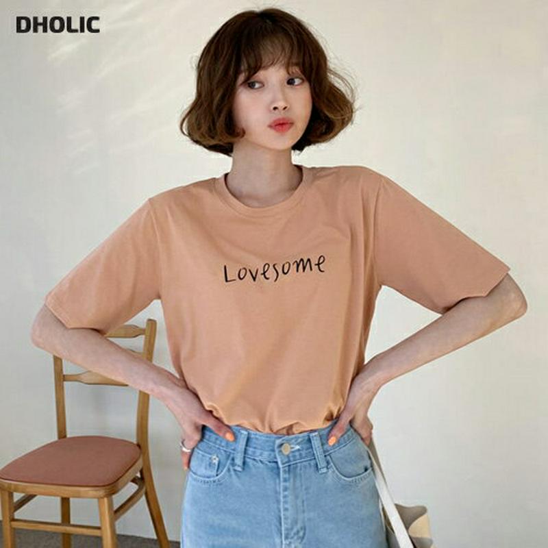 LOVESOME半袖Tシャツ・全5色・t55092 レディース 【tops】【トップス Tシャツ レタリング 半袖 ゆったり カ