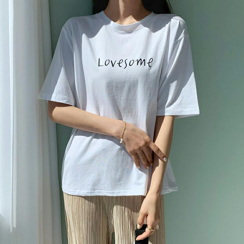 LOVESOME半袖Tシャツ・全5色・t55092 レディース 【tops】【トップス Tシャツ レタリング 半袖 ゆったり カ