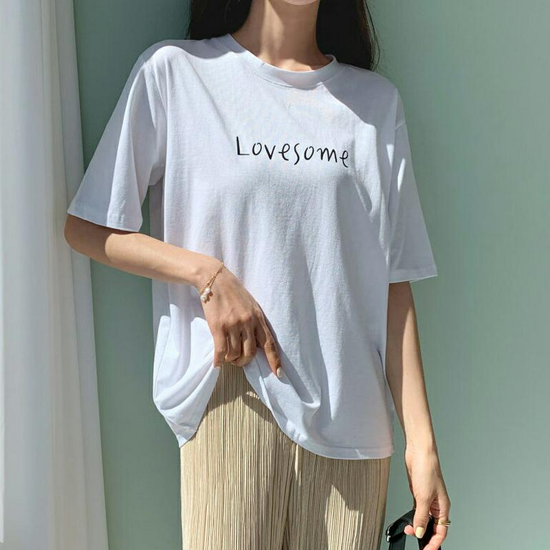 LOVESOME半袖Tシャツ・全5色・t55092 レディース 【tops】【トップス Tシャツ レタリング 半袖 ゆったり カ