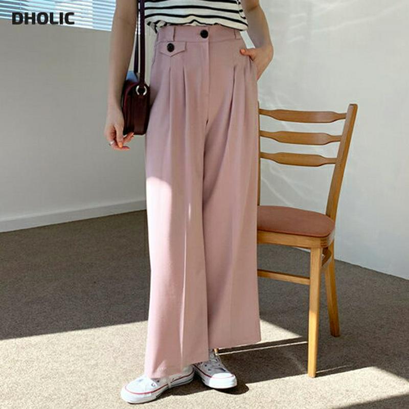 フラップワイドパンツ・全3色・t55121 レディース 【pt】【パンツ ズボン スラックス タック ボタン ワイド ストレート