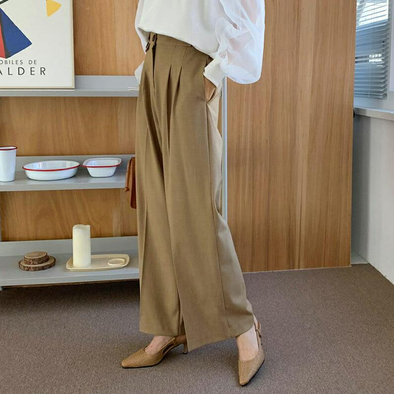 フラップワイドパンツ・全3色・t55121 レディース 【pt】【パンツ ズボン スラックス タック ボタン ワイド ストレート