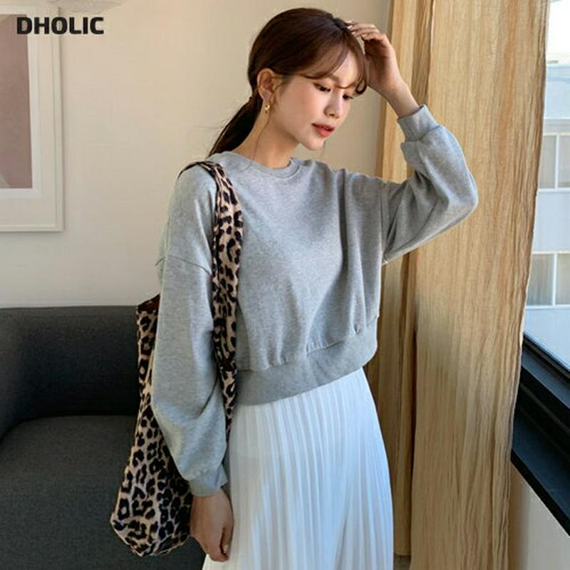 クロップドスウェット・全3色・55098 レディース 【tops】【トップス 長袖 スウェット クロップド ショート ドロップシ