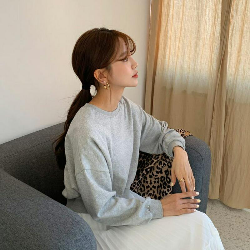 クロップドスウェット・全3色・55098 レディース 【tops】【トップス 長袖 スウェット クロップド ショート ドロップシ