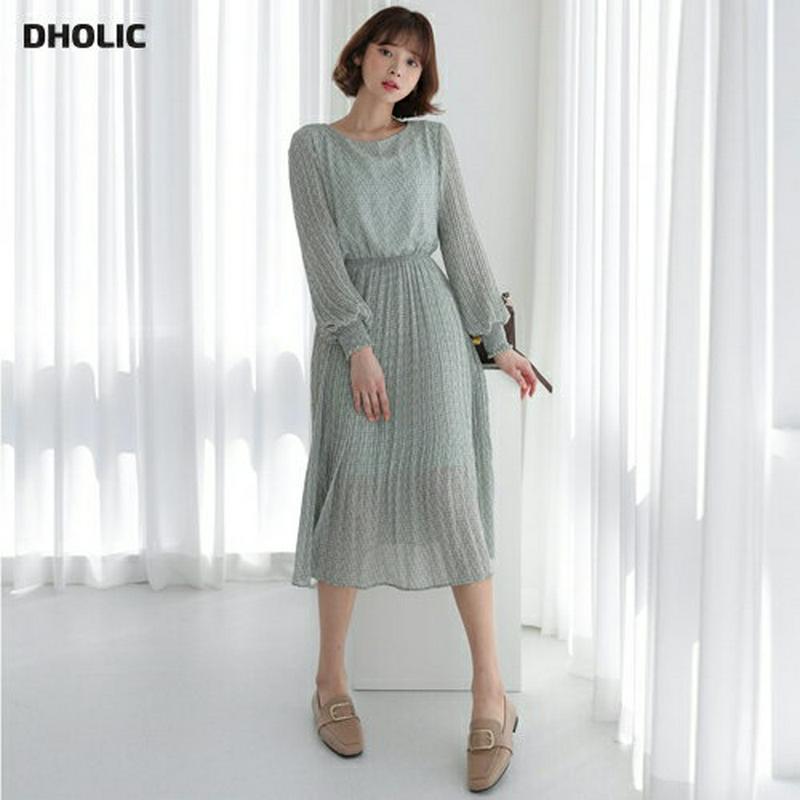 ストラップ付プリーツ小花柄ワンピース・全3色・t55111 レディース 【ops】【ワンピース ロング丈 ロング プリーツ フレ