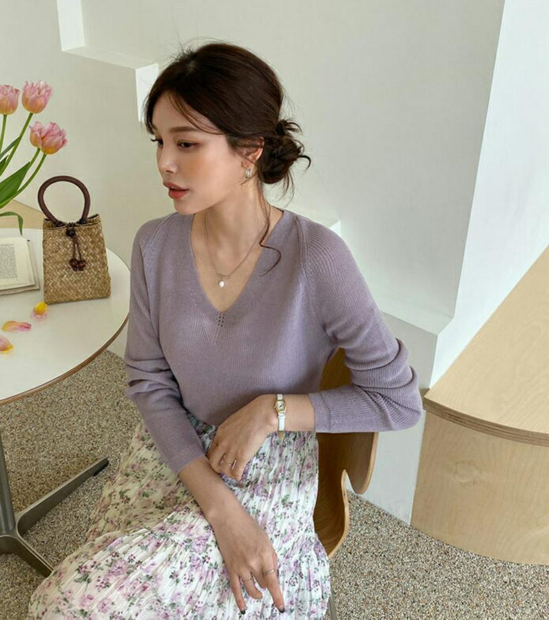 ラグランVネックニット・全3色・t61426 レディース【tops】【トップス ニット ニットトップス Vネック ラグラン 長袖