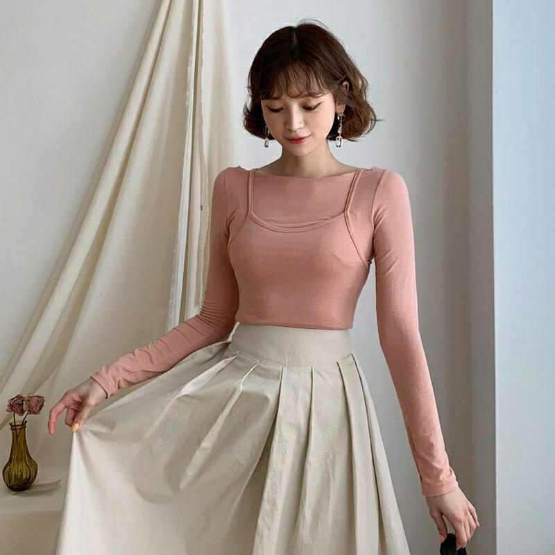 ボートネックTシャツ&スリーブレスSET・全4色・t55143 レディース 【tops】【トップス Tシャツ 長袖 レイヤード 