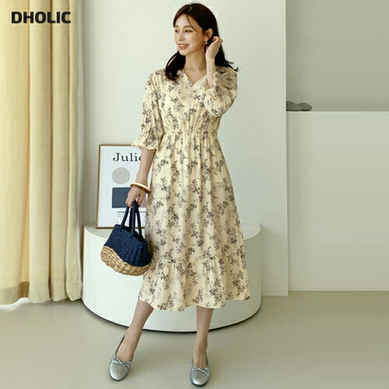 フローラルVネックワンピース・全3色・t61438 レディース【ops】【ワンピース ロング ロングワンピース ひざ下 花柄 フ