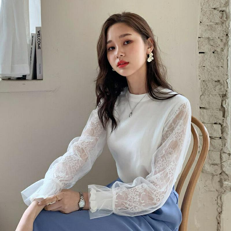 【マラソン特価】レーススリーブニット・全3色・b58290 レディース 【tops】【トップス 長袖 パフスリーブ フリル レー