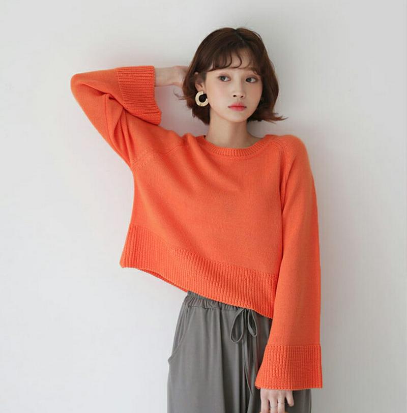 クロップドラグランニット・全4色・b58341 レディース 【tops】【トップス 長袖 クロップド ショート 無地 ニット ラ