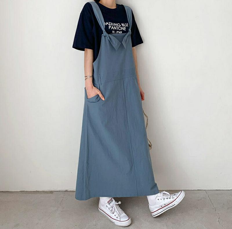 ショルダータイポケットワンピース・全3色・b58349 レディース 【ops】【ワンピース ロング丈 ロング サロペット オール