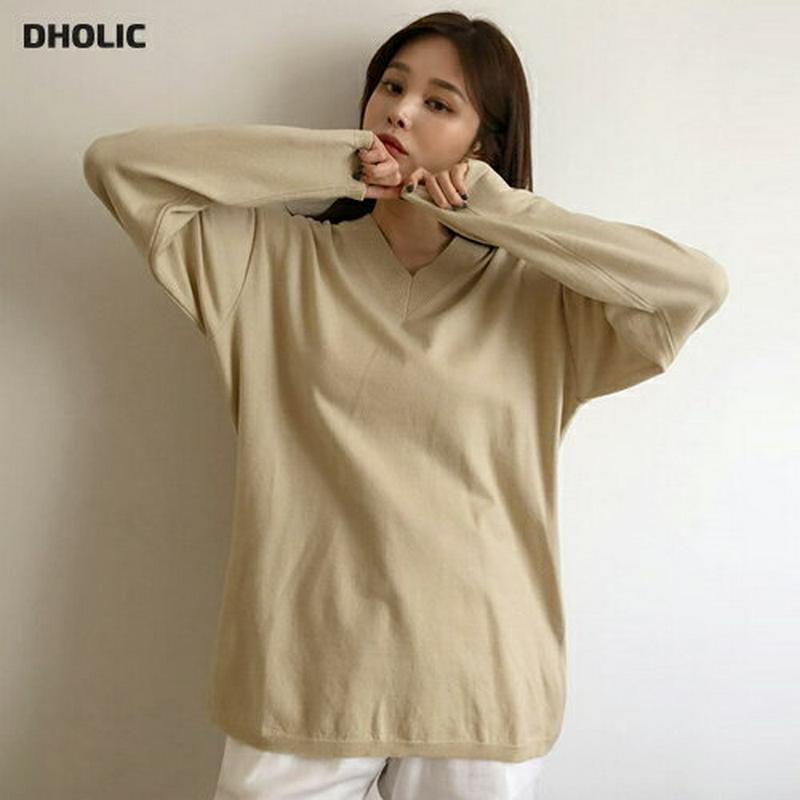 ウール混Vネックニット・全6色・61395 レディース【tops】【トップス ニット ニットトップス Vネック ウール 長袖 単