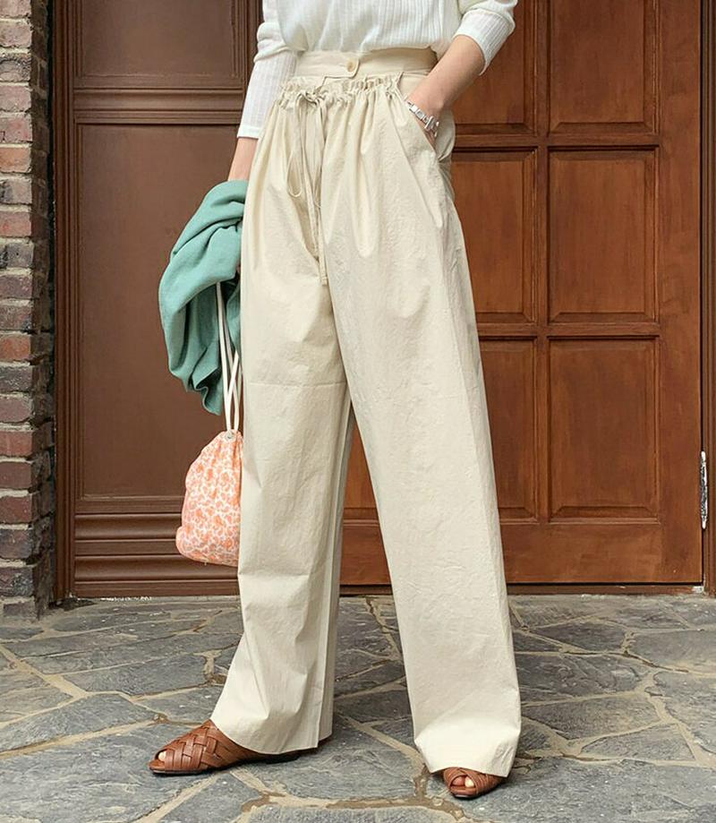 ドロストディテールパンツ・全2色・t61401 レディース【pt】【パンツ ロングパンツ ズボン ボトムス ドロスト 単色 無地