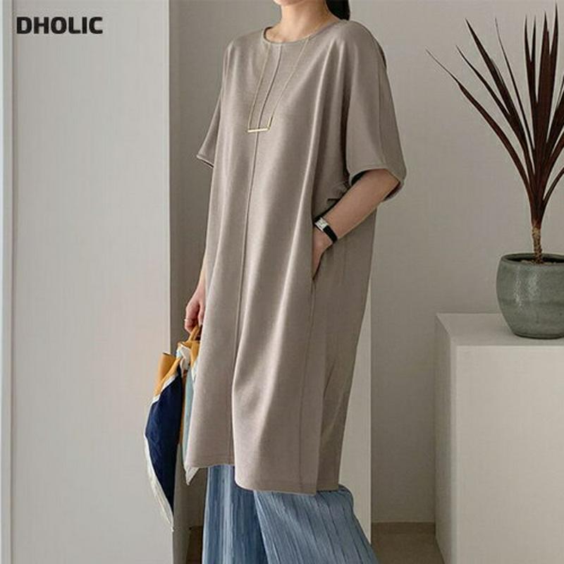 タックスリーブワンピース・全2色・b61399 レディース【ops】【ワンピース ミディ丈　ミディワンピース 半袖 ハーフスリー