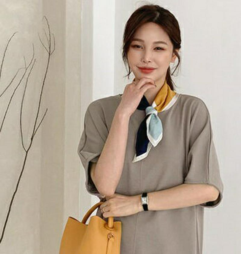 タックスリーブワンピース・全2色・b61399 レディース【ops】【ワンピース ミディ丈　ミディワンピース 半袖 ハーフスリー