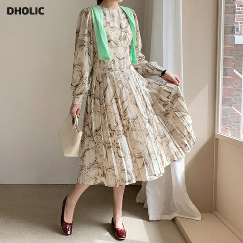 ストラップ付マーブリングワンピース・全2色・61397 レディース【ops】【ワンピース ロング ロングワンピース マーブル マ