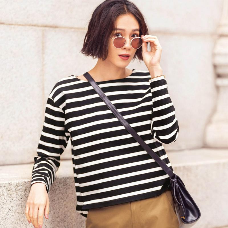 【タイムセール】【ＳＴＹＬＥ　ＳＮＡＰコラボ】すっきり見せ大人ボーダーカットソー【日本製】