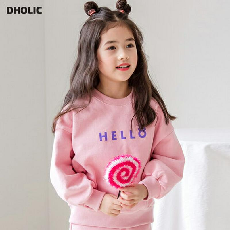 HELLOスウェット・p000188 キッズ【3~8才】【tops】【トップス スウェット 長袖 ラウンドネック レタリング ロゴ 綿 コットン カジュアル かわいい 子供服 キッズ ジュニア 子供 こども ピンク 女の子】【KIDS】