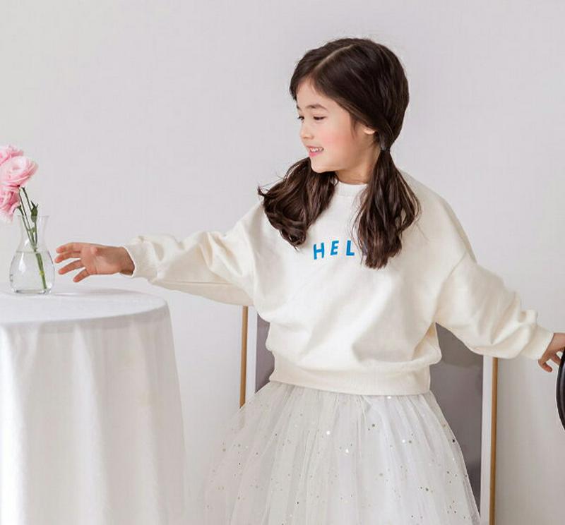 HELLOスウェット・p000188 キッズ【3~8才】【tops】【トップス スウェット 長袖 ラウンドネック レタリング ロゴ 綿 コットン カジュアル かわいい 子供服 キッズ ジュニア 子供 こども ピンク 女の子】【KIDS】