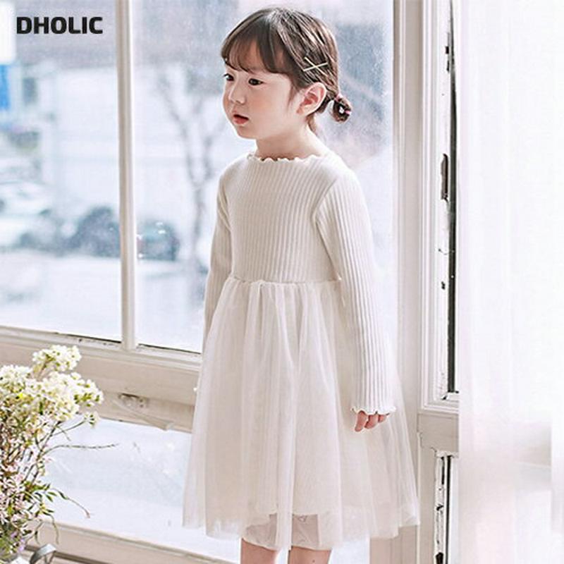 メロウヘム切替チュールワンピース・p000018 キッズ【3~8才】【ops】【ワンピース 長袖 異素材MIX チュール レイヤード風 綿 コットン ベビー 子供服 キッズ ジュニア 子供 こども 女の子 かわいい】【KIDS】