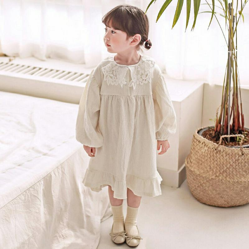 ボタンネックワンピース・p000026 キッズ【3~8才】【ops】【ワンピース ひざ下 ミディ丈 ミディワンピース 長袖 可愛