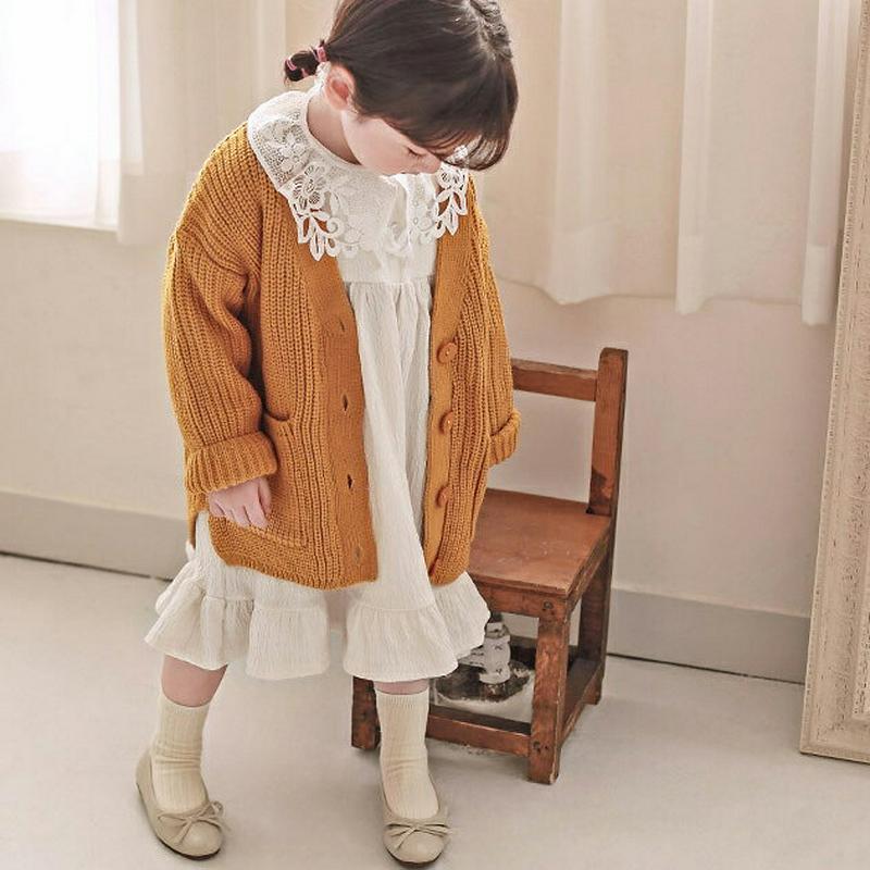 ボタンネックワンピース・p000026 キッズ【3~8才】【ops】【ワンピース ひざ下 ミディ丈 ミディワンピース 長袖 可愛