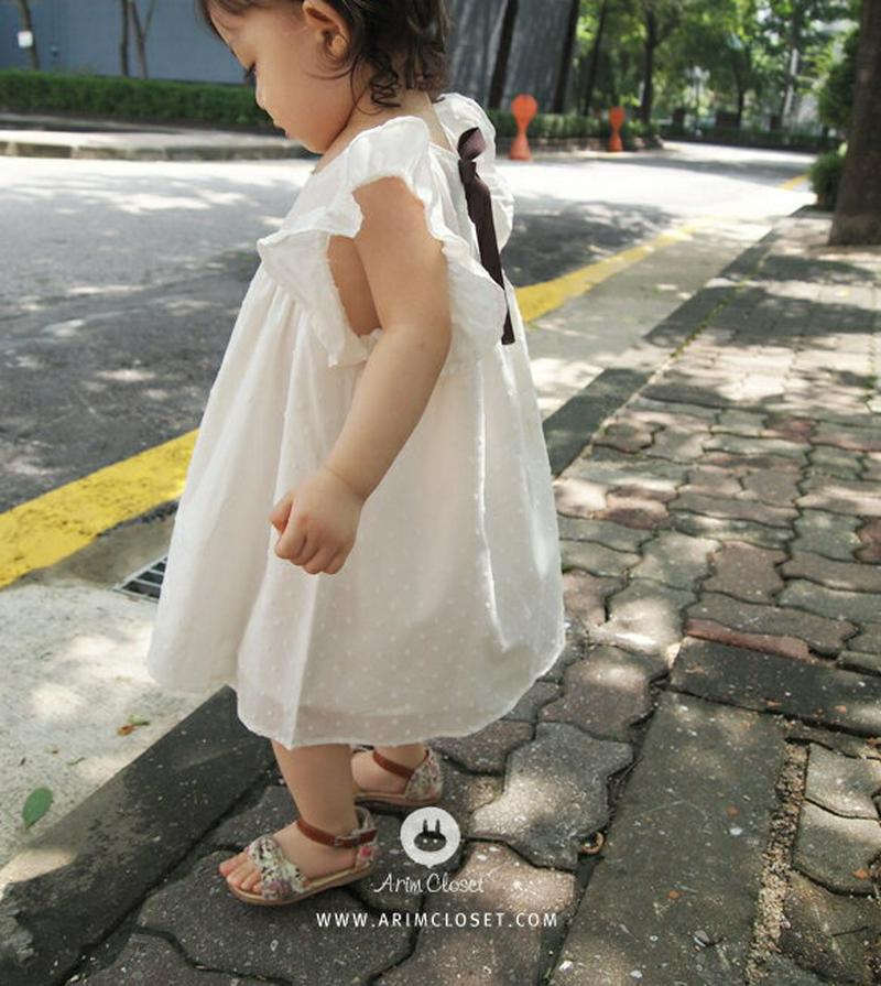 袖フリルドットワンピース・p000064 キッズ【3~8才】【ops】【ワンピース ドット 柄 ノースリーブ スリーブレス フリル 袖コンシャス ガーリー 可愛い かわいい 女の子 夏 子供 こども 子供服 こども服】【KIDS】