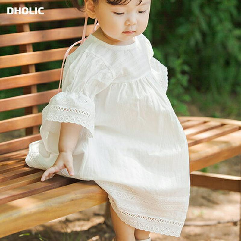 バックボタンレースワンピース・p000314 キッズ【3~8才】【ops】【ワンピース レース 半袖 ハーフスリーブ 白 ホワイト 可愛い かわいい ガーリー 女の子 春 秋 子供 こども 子供服 こども服】【KIDS】