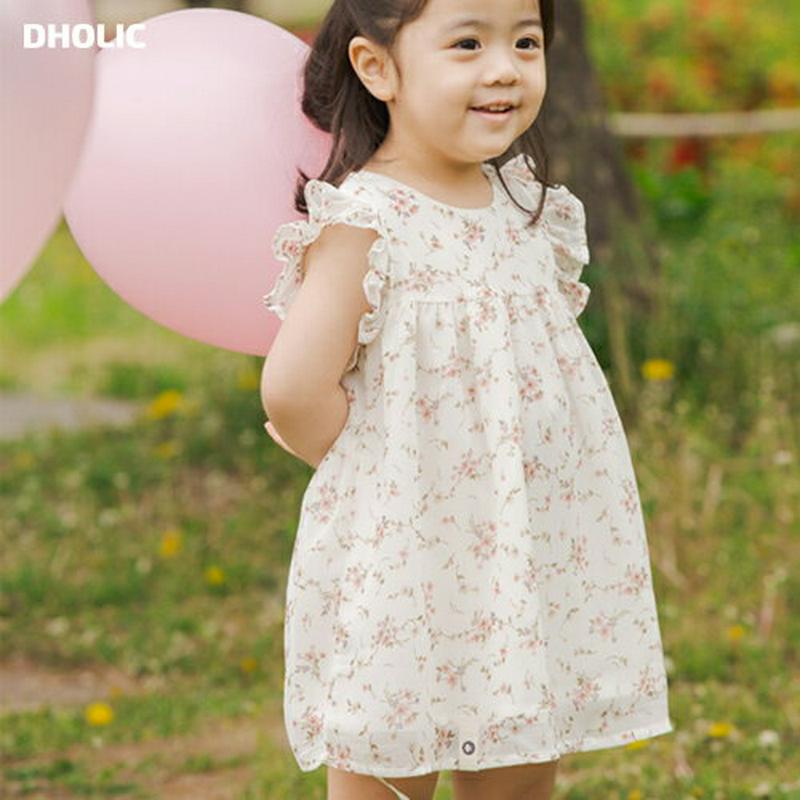 袖フリル花柄ワンピース・p000315 キッズ【3~8才】【ops】【ワンピース ミニワンピース ショート丈 花柄 フラワー フリル 襟コンシャス ノースリーブ スリーブレス 可愛い かわいい ガーリー 夏 女の子 子供 こども 子供服 こども服】【KIDS】