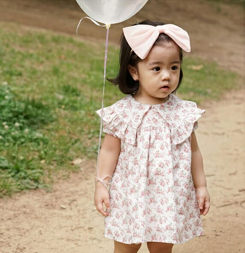 花柄ワイドカラーワンピース・p000312 キッズ【3~8才】【ops】【ワンピース ミディ丈 ミディワンピース 花柄 フラワー ワイドカラー フリル 可愛い かわいい ガーリー 半袖 春 夏 女の子 子供 こども 子供服 こども服】【KIDS】